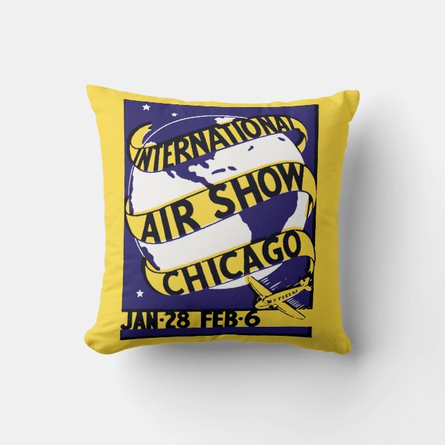 1938 Chicago International Air Show Throw Pillow (Front)