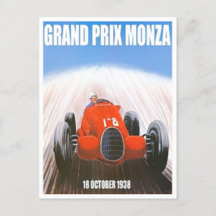 1938 Monza Grand Prix vintage racing Postcard