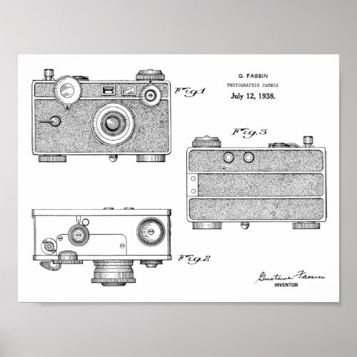 1938 Vintage Camera Patent Art Drawing Print
