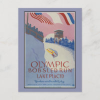 1938 Vintage winter sport Travel ad Lake Placid
