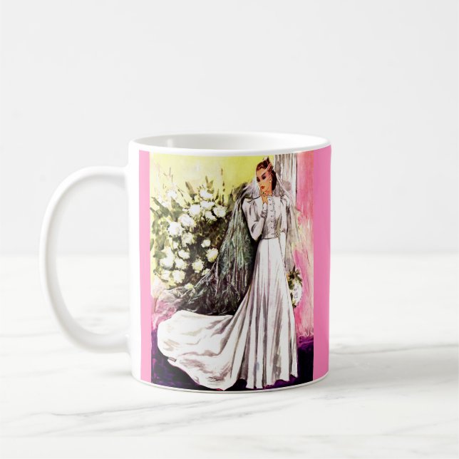 1938 wedding gown print coffee mug (Left)