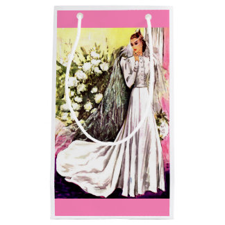 1938 wedding gown print small gift bag