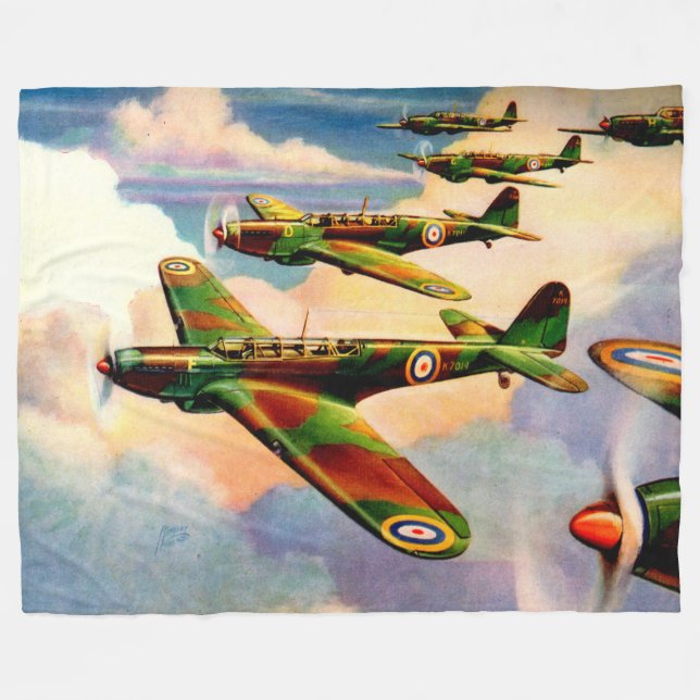 1939 British Fairey Junior Medium Bomber Fleece Blanket (Front (Horizontal))