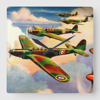 1939 British Fairey Junior Medium Bomber Square Wall Clock