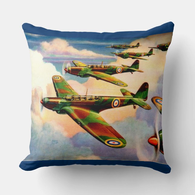 1939 British Fairey Junior Medium Bomber Throw Pillow (Front)