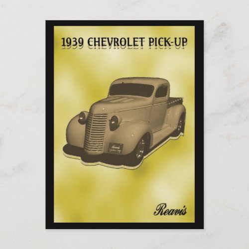 1939 CHEVROLET  PICKUP POSTCARD