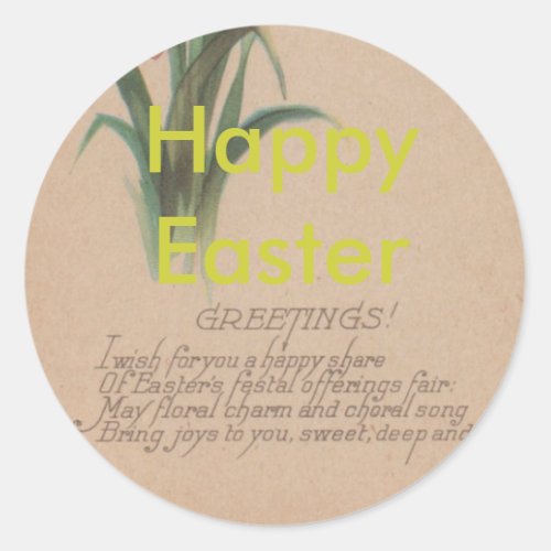 1939 Easter Poem Classic Round Sticker