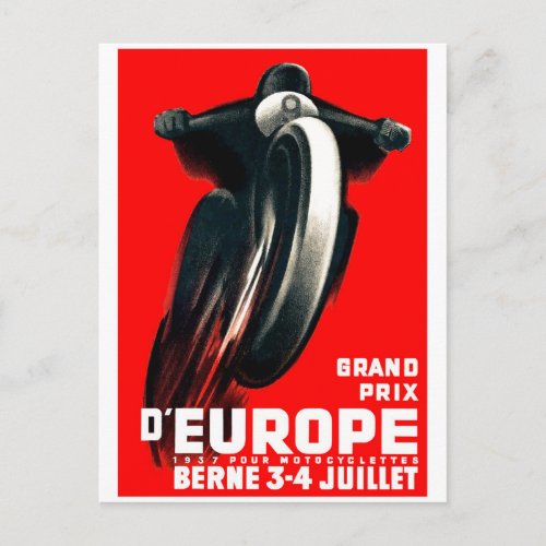 1939 European Grand Prix Motorcycle Racing Poster Postcard