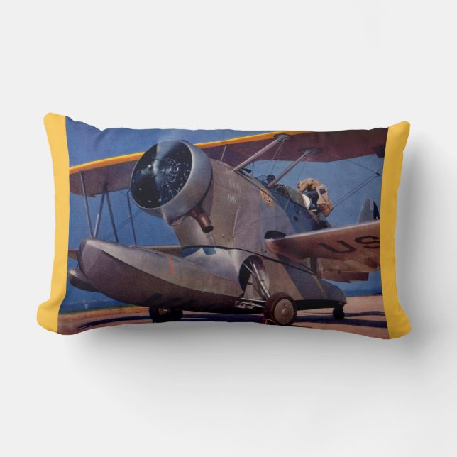 1939 Grumman F-2 aircraft print Lumbar Pillow (Front)