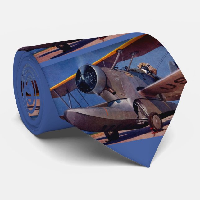 1939 Grumman F-2 aircraft print Neck Tie (Rolled)