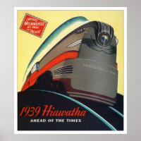 1939 Hiawatha Locomotive Poster