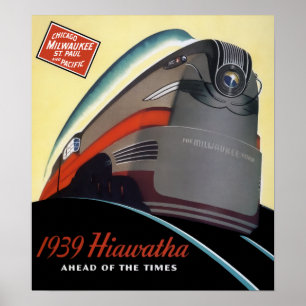 1939 HIAWATHA STREAMLINED TRAIN POSTER