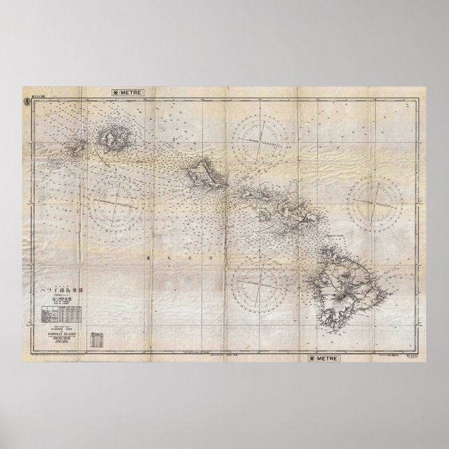 1939 Japanese Map of Hawaii Pearl Harbor Poster (Front)