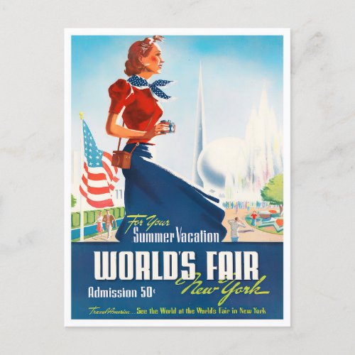 1939 New York Worlds Fair vintage travel postcard