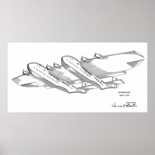 1939 Ocean Airplane Patent Art Drawing Print