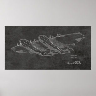 1939 Ocean Airplane Patent Art Drawing Print