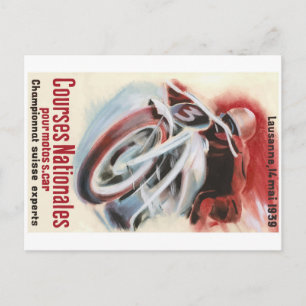 1939 Swiss National Motorcycle Racing Championship Postcard