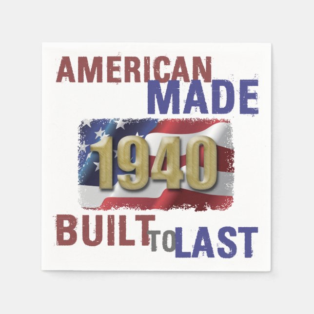 1940 American Made 80th Birthday Napkins (Front)