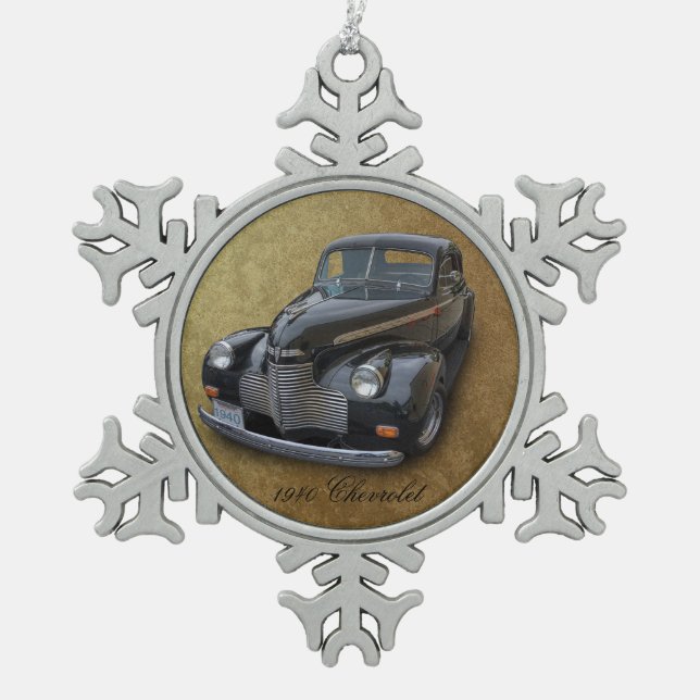 1940 CHEVROLET SNOWFLAKE PEWTER CHRISTMAS ORNAMENT (Front)