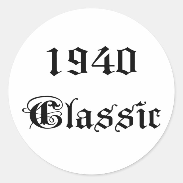 1940 Classic Round Sticker (Front)