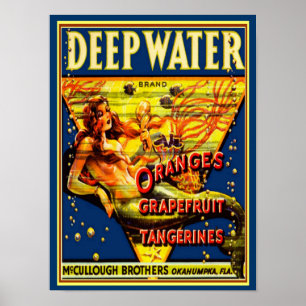 1940 "Deep Water" Fruit Crate  Ad -12x16 Poster