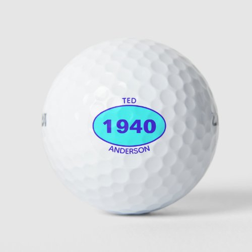 1940 Editable 80th Birthday Blue Personalized Golf Balls