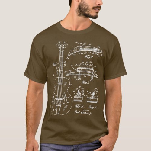 1940 Iconic Guitar Patent Drawing Music Player His T_Shirt