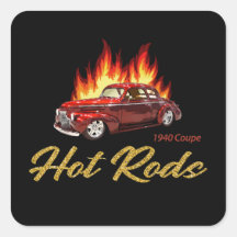 1940 RED HOT ROD & FLAMES, VINTAGE STREET RODS