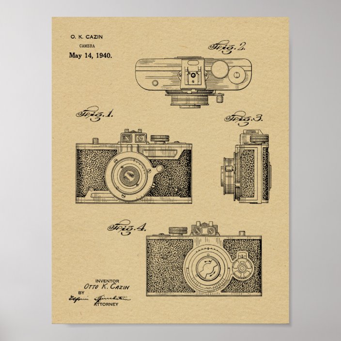 1940 Vintage Camera Patent Art Drawing Print Zazzle Com