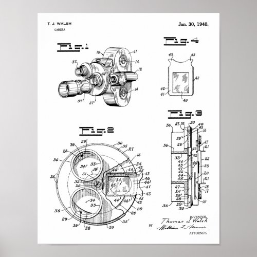 1940 Vintage Camera Patent Art Drawing Print