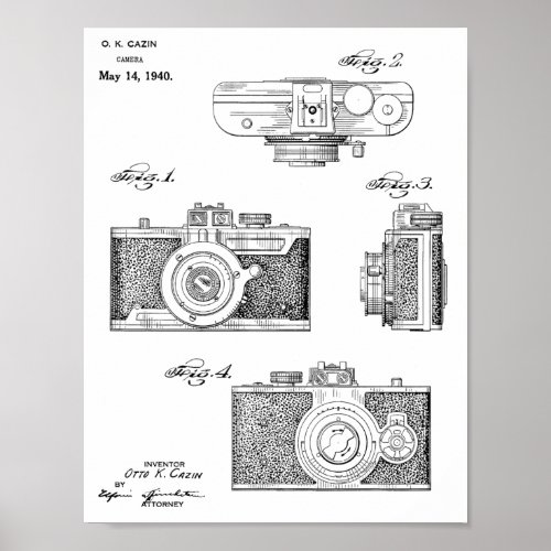 1940 Vintage Camera Patent Art Drawing Print
