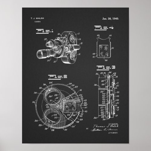 1940 Vintage Camera Patent Art Drawing Print