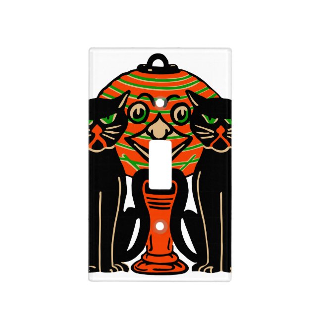 1940 Vintage Halloween Black Cats Light Switch Cover (Front)