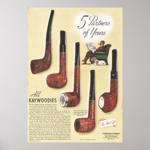 1940 Vintage Pipe Ad Poster