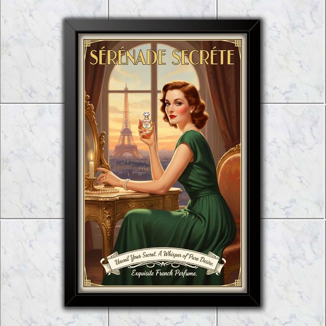1940 Vintage Sérénade Secrète Perfume Advertising Poster (Creator Uploaded)
