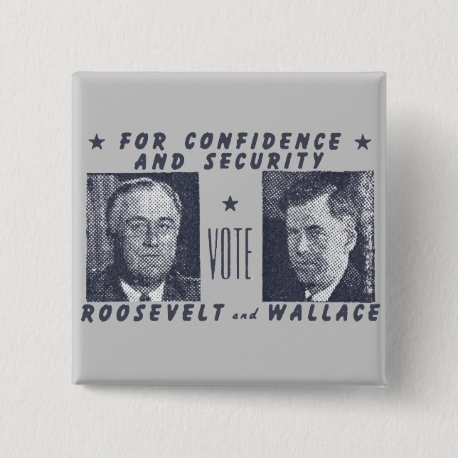1940 Vote Roosevelt + Wallace, gray Pinback Button (Front)