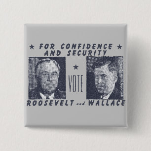 1940 Vote Roosevelt + Wallace, gray Pinback Button