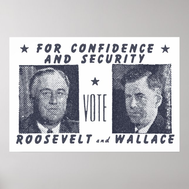 1940 Vote Roosevelt + Wallace, gray Poster (Front)