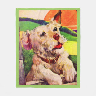 1940s adorable terrier dog fleece blanket