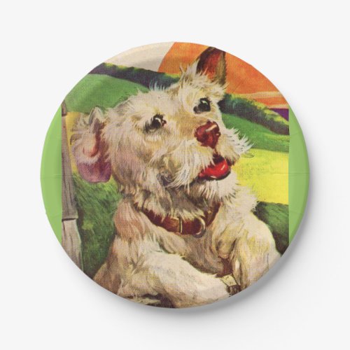 1940s adorable terrier dog paper plates