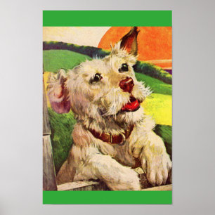 1940s adorable terrier dog poster