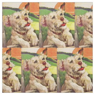 1940s adorable terrier dog print fabric
