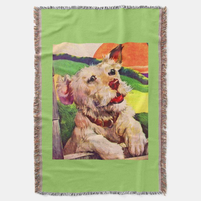 1940s adorable terrier dog throw blanket (Front Vertical)