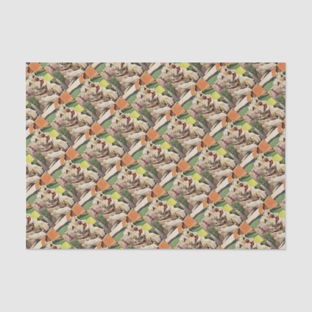 1940s adorable terrier dog tissue paper (Front)