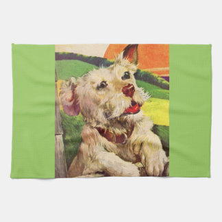 1940s adorable terrier dog towel