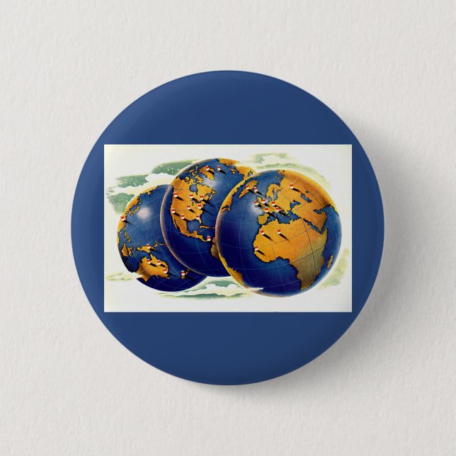 1940s as the world turns three views of earth button (Front)