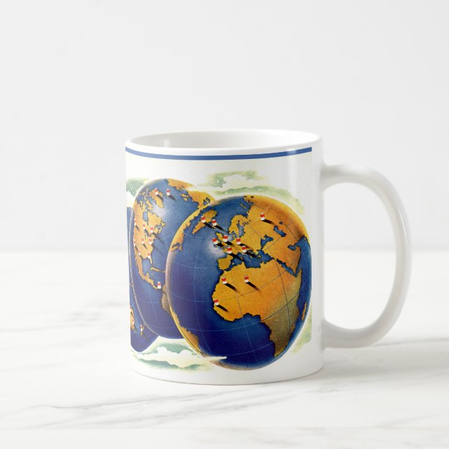 1940s as the world turns three views of earth coffee mug (Right)