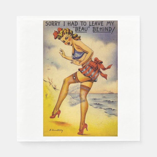 1940s Bathing Beauty Funny Paper Napkins (Front)