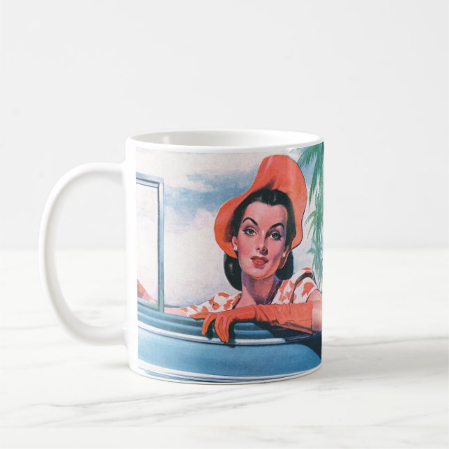 1940s beautiful woman in car coffee mug (Left)