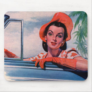 1940s beautiful woman in car mouse pad